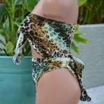 Bathing Suit Small Wrap-around Swimsuit Leopard..