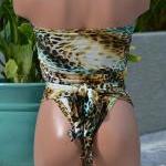 Bathing Suit Small Wrap-around Swimsuit Leopard..