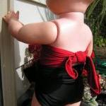Baby Bathing Suit Red And Black Wrap Around..