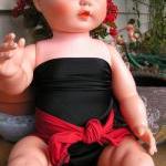 Baby Bathing Suit Red And Black Wrap Around..