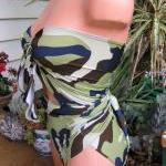 Bathing Suit Small Wrap-around Swimsuit Camouflage..