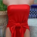 Bathing Suit Small Wrap-around Swimsuit Tomato Red..