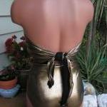 Bathing Suit Small Wrap-around Swimsuit Black Gold..