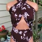 Bathing Suit Large Wrap-around Swimsuit Brown..