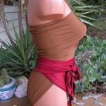 Bathing Suit Medium Wrap Around Swimsuit Wine With..