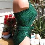 Bathing Suit Medium Wrap-around Swimsuit Green..