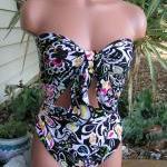 Bathing Suit Small Wrap-around Swimsuit Neon..