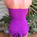 Bathing Suit Small Wrap-around Swimsuit Solid..