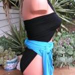 Bathing Suit Large Wrap-around Swimsuit Aqua And..
