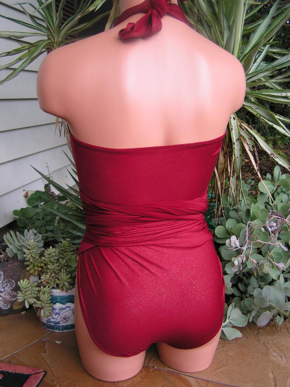 Bathing Suit Large Wrap Around Swimsuit Wine With Gold Glitter Plus Size On Luulla